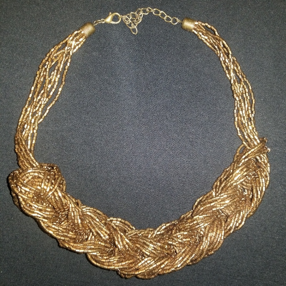 Gold braided statement necklace